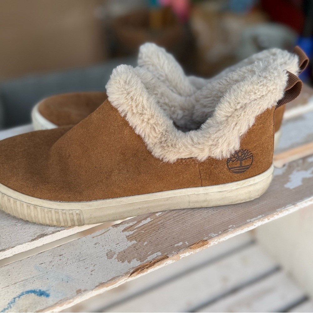 Timberland Brown Slip-On Faux Fur Lined Sneakers